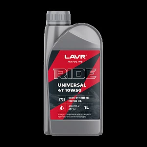 Моторное масло RIDE UNIVERSAL 4T 10W50 SM LAVR MOTO, 1 л