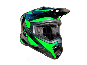 Шлем KIOSHI Holeshot 801 кроссовый (черн/зел, XXL)